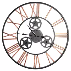 Часы настенные Dream River Шестеренки GH60189 круглые металл цвет черно-золотой бесшумные ø58
