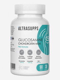 Комплекс Глюкозамин + Хондроитин + МСМ Ultrasupps, 90 шт, Белый