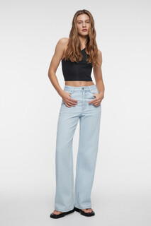 брюки джинсовые женские Джинсы-трубы wide leg широкие с разрезами на бедрах Befree