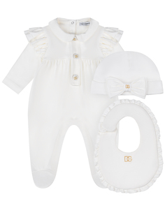 Комплект: комбинезон, шапка и слюнявчик, белый Dolce&Gabbana детский