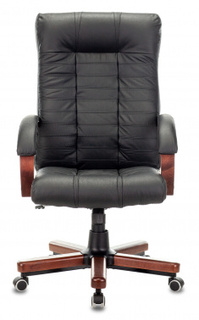 Кресло офисное Бюрократ KB-10WALNUT руководителя, цвет черный кожа крестовина металл/дерево