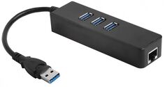 Разветвитель USB 3.0 GCR GCR-AP04 Хаб на 3 порта + 10/100Mbps Ethernet Network