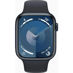 Смарт-часы Apple Watch Series 9 A2980 45мм OLED корп.темная ночь Sport Band рем.темная ночь разм.брасл.:160-210мм (MR9A3LL/A)