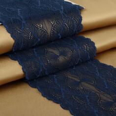 Кружевная эластичная ткань, 180 мм × 2,7 ± 0,5 м, цвет синий Арт Узор