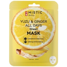 Тканевая маска для лица с экстрактами имбиря и юдзу 24мл Mistic