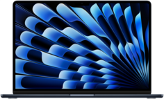 Ноутбук Apple MacBook Air 15" (M2, 8C CPU/10C GPU, 2023), 8 ГБ, 256 ГБ SSD, «полуночный черный»