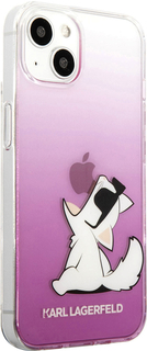 Karl Lagerfeld Чехол & Choupette Fun для iPhone 13, пластик, розовый градиент