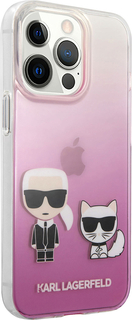 Karl Lagerfeld Чехол & Choupette для iPhone 13 Pro, пластик, розовый градиент