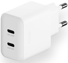 uBear Сетевое зарядное устройство Motion 2xUSB-C, GaN, PD, 45 Вт, белый