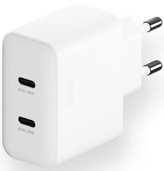 uBear Сетевое зарядное устройство Motion 2xUSB-C, GaN, PD, 67 Вт, белый