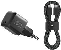 Native Union Сетевое зарядное устройство Fast GaN Charger, PD, 30 Вт, кабель 2xUSB-C, черный