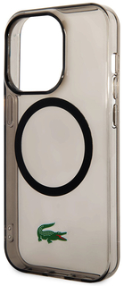 Lacoste Чехол Hard Logo для iPhone 15 Pro MagSafe, прозрачный/черный