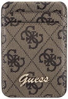 Guess Чехол-бумажник Wallet Cardslot Magsafe Script logo, коричневый