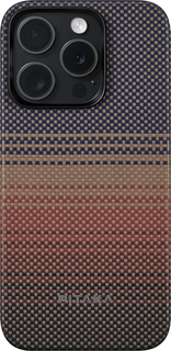 Pitaka Чехол Fusion Weaving MagEZ Case 5 для iPhone 15 Pro Max, кевлар, синий/коричневый