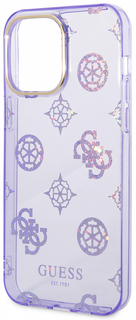 Guess Чехол Peony glitter Electroplated для iPhone 14 Pro Max, лиловый