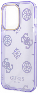 Guess Чехол Peony glitter Electroplated для iPhone 14 Pro, лиловый