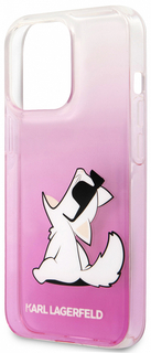 Karl Lagerfeld Чехол Choupette Fun для iPhone 14 Pro Max, розовый градиент