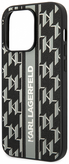 Karl Lagerfeld Чехол Monogram Stripe для iPhone 14 Pro, серый