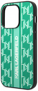 Karl Lagerfeld Чехол Monogram Stripe для iPhone 14 Pro, зеленый