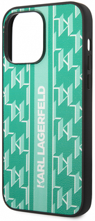 Karl Lagerfeld Чехол Monogram Stripe для iPhone 14 Pro Max, зеленый