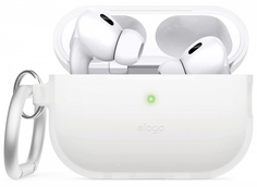 Elago Чехол Silicone Hang для AirPods Pro 2, силикон, белый, светящийся в темноте