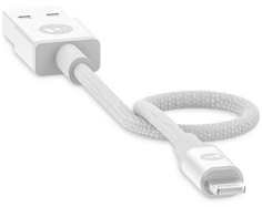 Mophie Кабель USB-A - Lightning, 9 см, текстиль, белый