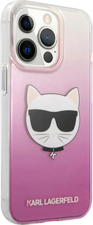 Karl Lagerfeld Чехол & Choupette для iPhone 13 Pro, пластик, розовый градиент