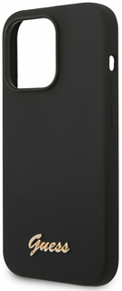 Guess Чехол Gold metal logo для iPhone 14 Pro Max, черный