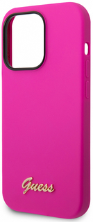 Guess Чехол Gold metal logo для iPhone 14 Pro Max, розовый