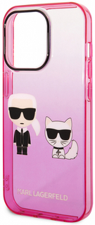 Karl Lagerfeld Чехол & Choupette для iPhone 14 Pro, розовый градиент