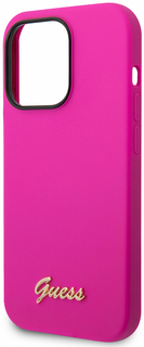 Guess Чехол Gold metal logo для iPhone 14 Pro, розовый