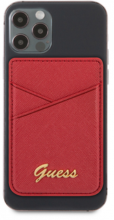 Guess Чехол-бумажник Wallet Cardslot Magsafe Saffiano Script logo, красный