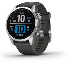 Garmin Умные часы Fenix 7S, серебристый с графитовым силиконовым ремешком