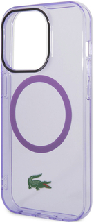 Lacoste Чехол Croc Logo Hard MagSafe для iPhone 14 Pro, фиолетовый