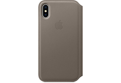 Apple Чехол Leather Folio для iPhone X платиново-серый