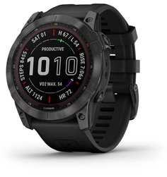 Garmin Умные часы Fenix 7 Sapphire Solar, титановый черный DLC с черным ремешком