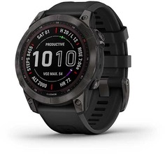 Garmin Умные часы Fenix 7 Sapphire Solar, титановый серый DLC с черным ремешком