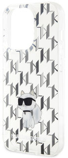 Karl Lagerfeld Чехол Lagerfeld Monogram Choupette для iPhone 15 Pro, прозрачный