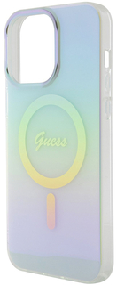 Guess Чехол Script для iPhone 15 Pro MagSafe, бирюзовый