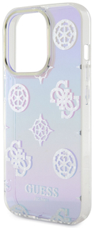 Guess Чехол Peony glitter для iPhone 15 Pro Max, пурпурный