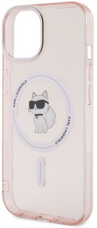 Karl Lagerfeld Чехол Lagerfeld NFT Choupette для iPhone 15 MagSafe, розовый