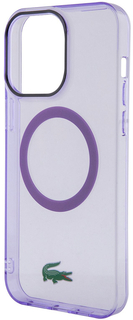 Lacoste Чехол Hard Logo для iPhone 15 Pro MagSafe, прозрачный/фиолетовый