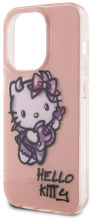 Hello Kitty Чехол Graffiti Guitar для iPhone 15 Pro, розовый