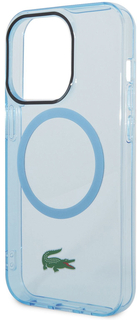 Lacoste Чехол Hard Logo для iPhone 15 Pro Max MagSafe, прозрачный/светло-голубой