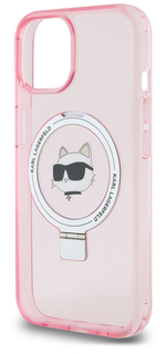Karl Lagerfeld Чехол Lagerfeld NFT Choupette Ring для iPhone 15 MagSafe, розовый