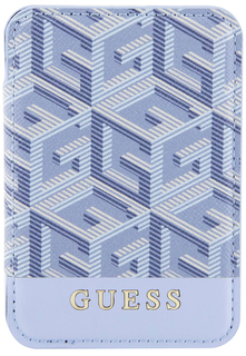 Guess Чехол-бумажник Wallet Cardslot Magsafe Cube logo, голубой