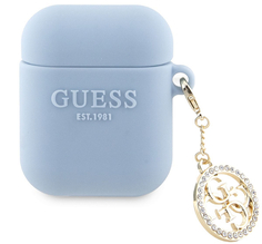 Guess Чехол Diamond Charm для Airpods 1/2, голубой