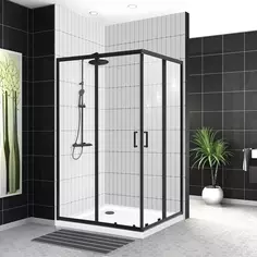 Душевой уголок 120x90 см BelBagno UNO-195-AH-2-120/90-C-NERO прозрачное