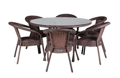 Комплект DECO 6 с круглым столом коричневый Aiko