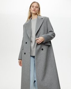 Пальто двубортное серого цвета 2Mood
